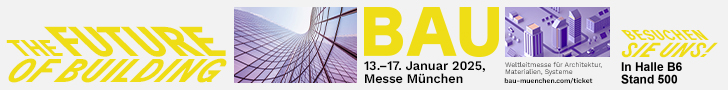 Banner: Einladung - Bau München 13.-17.Januar.2024 Halle B6 Stand 500